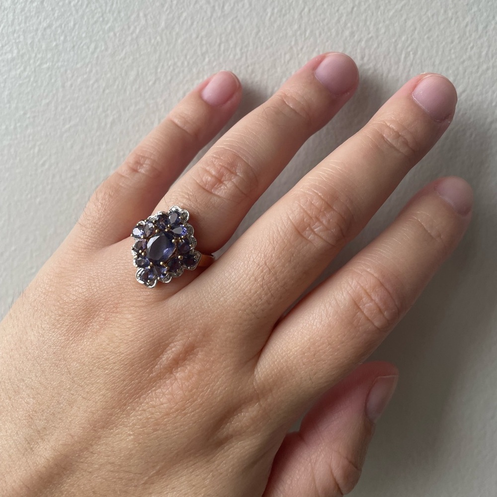 Vintage Amethyst ring- yellow gold and white gold 14k